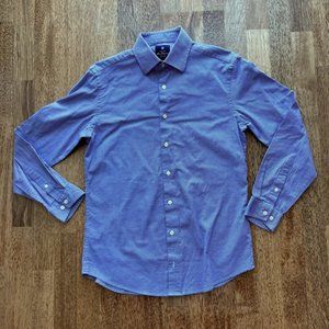 Ben Sherman Dress Shirt Mens Medium Button Down Long Sleeve Blue Gingham Stretch